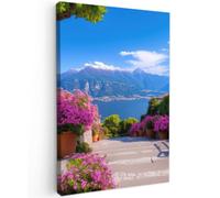 OnlyWow© Tableau De Jardin 60x90 cm Original Mur Decoration Balcon Murale Peinture Tableaux Terrasse Impression Art Mural Deco Décoratif Muraux Lac de Côme - Italie - Paysage