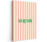 OnlyWow© Tableau De Jardin 60x90 cm Original Mur Decoration Balcon Murale Peinture Tableaux Terrasse Impression Art Mural Deco Décoratif Muraux Rose pâle - Vert - Rayures - Au Revoir