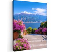 OnlyWow© Tableau De Jardin 70x100 cm Original Mur Decoration Balcon Murale Peinture Tableaux Terrasse Impression Art Mural Deco Décoratif Muraux Lac de Côme - Italie - Paysage