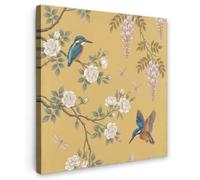 OnlyWow© Tableau De Jardin 70x70 cm Original Mur Decoration Balcon Murale Peinture Tableaux Terrasse Impression Art Mural Deco Décoratif Muraux Martin-pêcheurs - Blossom - Jaune