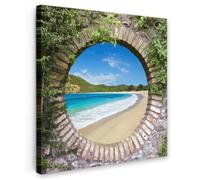 OnlyWow© Tableau De Jardin 70x70 cm Original Mur Decoration Balcon Murale Peinture Tableaux Terrasse Impression Art Mural Deco Décoratif Muraux Plage - Mer - Vue
