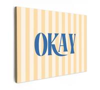OnlyWow© Tableau De Jardin 80x60 cm Original Mur Decoration Balcon Murale Peinture Tableaux Terrasse Impression Art Mural Deco Décoratif Muraux Bleu - Jaune - Rayures - d'accord