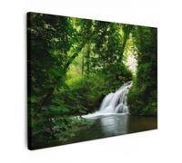 OnlyWow© Tableau De Jardin 80x60 cm Original Mur Decoration Balcon Murale Peinture Tableaux Terrasse Impression Art Mural Deco Décoratif Muraux Chute d'eau - Nature - Vert