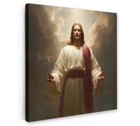 OnlyWow© Tableau De Jardin 80x80 cm Impressions Toiles Reproductions Décoration Moderne sur Mural Decoratifs Photo Ciel - Soleil - Jésus - Rouge