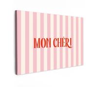 OnlyWow© Tableau De Jardin 90x60 cm Impressions Toiles Reproductions Décoration Moderne sur Mural Decoratifs Photo Rose pâle - Rouge - Rayures - Mon Chéri