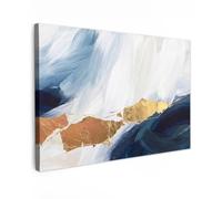 OnlyWow© Tableau De Jardin 90x60 cm Impressions Toiles Reproductions Décoration Moderne sur Mural Decoratifs Photo Abstrait - Acrylique - Bleu - Or - Elégant