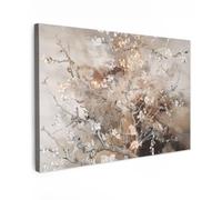 OnlyWow© Tableau De Jardin 90x60 cm Original Mur Decoration Balcon Murale Peinture Tableaux Terrasse Impression Art Mural Deco Décoratif Muraux Fleur d'amandier - Art - Van Gogh - Beige