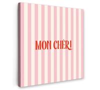 OnlyWow© Tableau De Jardin 90x90 cm Impressions Toiles Reproductions Décoration Moderne sur Mural Decoratifs Photo Rose pâle - Rouge - Rayures - Mon Chéri