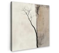 OnlyWow© Tableau De Jardin 90x90 cm Original Mur Decoration Balcon Murale Peinture Tableaux Terrasse Impression Art Mural Deco Décoratif Muraux Wabi sabi - Plante - Beige