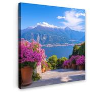 OnlyWow© Tableau De Jardin 90x90 cm Original Mur Decoration Balcon Murale Peinture Tableaux Terrasse Impression Art Mural Deco Décoratif Muraux Lac de Côme - Italie - Paysage