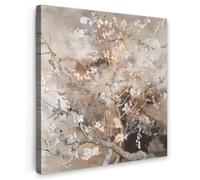 OnlyWow© Tableau De Jardin 90x90 cm Original Mur Decoration Balcon Murale Peinture Tableaux Terrasse Impression Art Mural Deco Décoratif Muraux Fleur d'amandier - Art - Van Gogh - Beige
