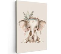 OnlyWow© Tableau De Jardin Impressions Toiles Reproductions Décoration | 60x90 cm - Moderne Sur Mural Decoratifs Photo Bohème - Éléphant - Robe indienne - Enfants - Animaux