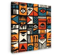 OnlyWow© Tableau De Jardin Original Mur Decoration Balcon Murale Peinture | 100x100 cm - Tableaux Terrasse Impression Art Mural Deco Décoratif Muraux Abstrait - Visages - Mosaïque