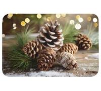 OnlyWow© Tapis Bain 60x40 cm Non Slip Bath Mat Douche Absorbant Toilette Decoration Antidérapant Lavable Accessoire Baignoire Innovant Pommes de pin - Esprit Noël - Marron - Vert