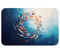 OnlyWow© Tapis Bain 60x40 cm Non Slip Bath Mat Douche Absorbant Toilette Decoration Antidérapant Lavable Accessoire Baignoire Innovant Mer - Poissons - Colorés - Dynamiques