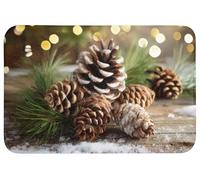 OnlyWow© Tapis Bain 90x60 cm Non Slip Bath Mat Douche Absorbant Toilette Decoration Antidérapant Lavable Accessoire Baignoire Innovant Pommes de pin - Esprit Noël - Marron - Vert