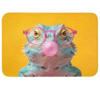 OnlyWow© Tapis Bain 90x60 cm Non Slip Bath Mat Douche Absorbant Toilette Decoration Antidérapant Lavable Accessoire Baignoire Innovant Caméléon - Chewing-Gum - Coloré