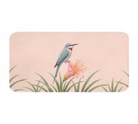 OnlyWow© Tapis Bain Rectangulaire 120x60 cm Non Slip Bath Mat Douche Absorbant Antidérapant Lavable Accessoire Baignoire Innovant Oiseau - Fleur - Nature - Rose