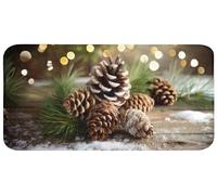 OnlyWow© Tapis Bain Rectangulaire 120x60 cm Non Slip Bath Mat Douche Absorbant Antidérapant Lavable Accessoire Baignoire Innovant Pommes de pin - Esprit Noël - Marron - Vert