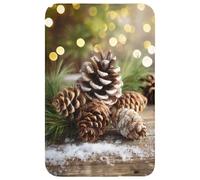 OnlyWow© Tapis Bain Rectangulaire 50x80 cm Non Slip Bath Mat Douche Absorbant Antidérapant Lavable Accessoire Baignoire Innovant Pommes de pin - Esprit Noël - Marron - Vert