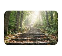 OnlyWow© Tapis Bain Rectangulaire 80x50 cm Non Slip Bath Mat Douche Absorbant Antidérapant Lavable Accessoire Baignoire Innovant Pierres - Escaliers - Forêt - Nature