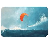 OnlyWow© Tapis De Bain 60x40 cm Douche Decoration Absorbant Antidérapant Lavable Non Slip Bath Mat WC Accessoire Baignoire Kitesurfer - Orange - Mer - Ciel