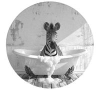 OnlyWow© Tapis De Bain 70x70 cm Douche Decoration Absorbant Antidérapant Lavable Non Slip Bath Mat Accessoire Baignoire Zèbre - Vie Sauvage - Vintage - Noir - Blanc