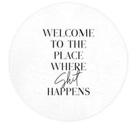 OnlyWow© Tapis De Bain 70x70 cm Douche Decoration Absorbant Antidérapant Lavable Non Slip Bath Mat Accessoire Baignoire Citations - Bienvenue à l'endroit où la Merde Arrive - Blanc - Humour