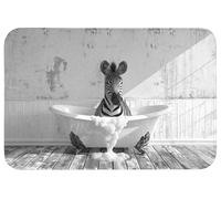 OnlyWow© Tapis De Bain 90x60 cm Douche Decoration Absorbant Antidérapant Lavable Non Slip Bath Mat Accessoire Baignoire Zèbre - Vie Sauvage - Vintage - Noir - Blanc