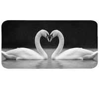 OnlyWow© Tapis De Bain Rectangulaire 120x60 cm Douche Decoration Absorbant Antidérapant Lavable Non Slip Bath Mat Accessoire Baignoire Cygnes - Coeur - Noir - Blanc