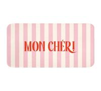 OnlyWow© Tapis De Bain Rectangulaire 120x60 cm Douche Decoration Absorbant Antidérapant Lavable Non Slip Bath Mat Accessoire Baignoire Rose pâle - Rouge - Rayures - Mon Chéri
