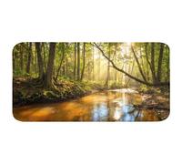 OnlyWow© Tapis De Bain Rectangulaire 120x60 cm Douche Decoration Absorbant Antidérapant Lavable Non Slip Bath Mat Accessoire Baignoire Forêt - Ruisseau - Lumière du Soleil - Nature - Vert