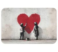 OnlyWow© Tapis De Bain Rectangulaire 60x40 cm Douche Decoration Absorbant Antidérapant Lavable Non Slip Bath Mat Accessoire Baignoire Coeur - Peinture - Rouge - Enfants