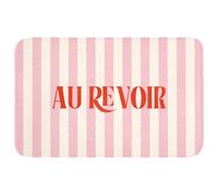 OnlyWow© Tapis De Bain Rectangulaire 80x50 cm Douche Decoration Absorbant Antidérapant Lavable Non Slip Bath Mat Accessoire Baignoire Rose pâle - Rouge - Rayures - Au Revoir