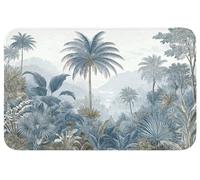 OnlyWow© Tapis De Bain Rectangulaire 80x50 cm Douche Decoration Absorbant Antidérapant Lavable Non Slip Bath Mat Accessoire Baignoire Jungle - Moderne - Bleu - Vert