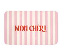 OnlyWow© Tapis De Bain Rectangulaire 80x50 cm Douche Decoration Absorbant Antidérapant Lavable Non Slip Bath Mat Accessoire Baignoire Rose pâle - Rouge - Rayures - Mon Chéri