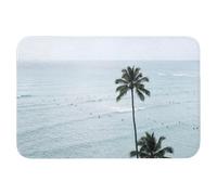 OnlyWow© Tapis De Bain Rectangulaire 90x60 cm Douche Decoration Absorbant Antidérapant Lavable Non Slip Bath Mat Accessoire Baignoire Océan - Palmiers - Surfeurs