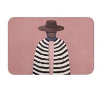 OnlyWow© Tapis De Bain Rectangulaire 90x60 cm Douche Decoration Absorbant Antidérapant Lavable Non Slip Bath Mat Accessoire Baignoire Graphique - Femme - Rose