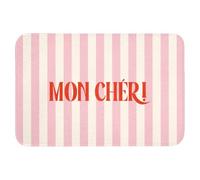 OnlyWow© Tapis De Bain Rectangulaire 90x60 cm Douche Decoration Absorbant Antidérapant Lavable Non Slip Bath Mat Accessoire Baignoire Rose pâle - Rouge - Rayures - Mon Chéri