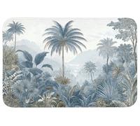 OnlyWow© Tapis De Bain Rectangulaire 90x60 cm Douche Decoration Absorbant Antidérapant Lavable Non Slip Bath Mat Accessoire Baignoire Jungle - Moderne - Bleu - Vert