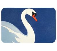 OnlyWow© Tapis De Douche 60x40 cm Bain Decoration Absorbant Antidérapant Lavable Non Slip Bath Mat WC Accessoire Baignoire Cygne - Blanc - Bec - Illustration