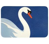 OnlyWow© Tapis De Douche 90x60 cm Bain Decoration Absorbant Antidérapant Lavable Non Slip Bath Mat WC Accessoire Baignoire Cygne - Blanc - Bec - Illustration