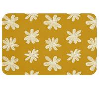 OnlyWow© Tapis De Douche Rectangulaire 60x40 cm Bain Decoration Absorbant Antidérapant Lavable Non Slip Bath Mat Accessoire Baignoire Fleur - Ludique - Jaune Ocre