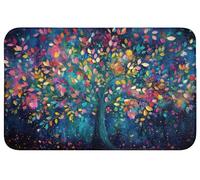OnlyWow© Tapis De Douche Rectangulaire 80x50 cm Bain Decoration Absorbant Antidérapant Lavable Non Slip Bath Mat Accessoire Baignoire Coloré - Arbre - Magique - Abstrait