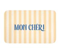 OnlyWow© Tapis De Douche Rectangulaire 80x50 cm Bain Decoration Absorbant Antidérapant Lavable Non Slip Bath Mat Accessoire Baignoire Bleu - Jaune - Rayures - Mon Chéri