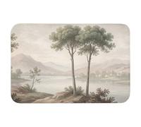OnlyWow© Tapis De Douche Rectangulaire 90x60 cm Bain Decoration Absorbant Antidérapant Lavable Non Slip Bath Mat Accessoire Baignoire Arbres - Lac - Montagnes - Illustration