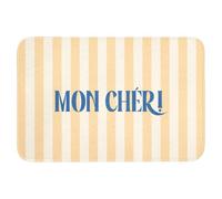 OnlyWow© Tapis De Douche Rectangulaire 90x60 cm Bain Decoration Absorbant Antidérapant Lavable Non Slip Bath Mat Accessoire Baignoire Bleu - Jaune - Rayures - Mon Chéri