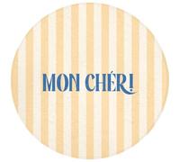 OnlyWow© Tapis De Douche Rond 70x70 cm Bain Decoration Absorbant Antidérapant Lavable Non Slip Bath Mat Accessoire Baignoire Bleu - Jaune - Rayures - Mon Chéri