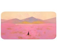 OnlyWow© Tapis Douche 120x60 cm Bain Decoration Absorbant Antidérapant Toilette Lavable Non Slip Bath Mat Accessoire Baignoire Prairie Fleurie - Collines - Silhouette - Rose