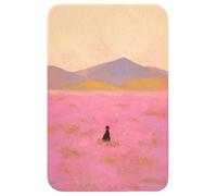 OnlyWow© Tapis Douche 40x60 cm Bain Decoration Absorbant Antidérapant Toilette Lavable Non Slip Bath Mat Accessoire Baignoire Prairie Fleurie - Collines - Silhouette - Rose